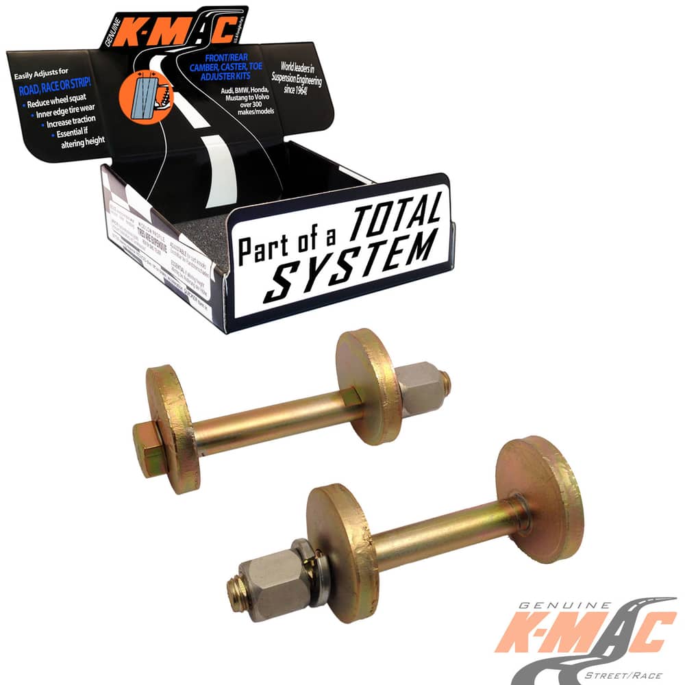 Ford 180116D FRONT <br />Mustang (’64-’66) <br />( Set of 2 – weld on )<br />(Half Inch diam.) Camber Bolts adjustment kit <br />(Up to 2 Deg. Pos or Neg.)